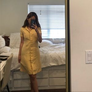 Yellow shimmer button up dress